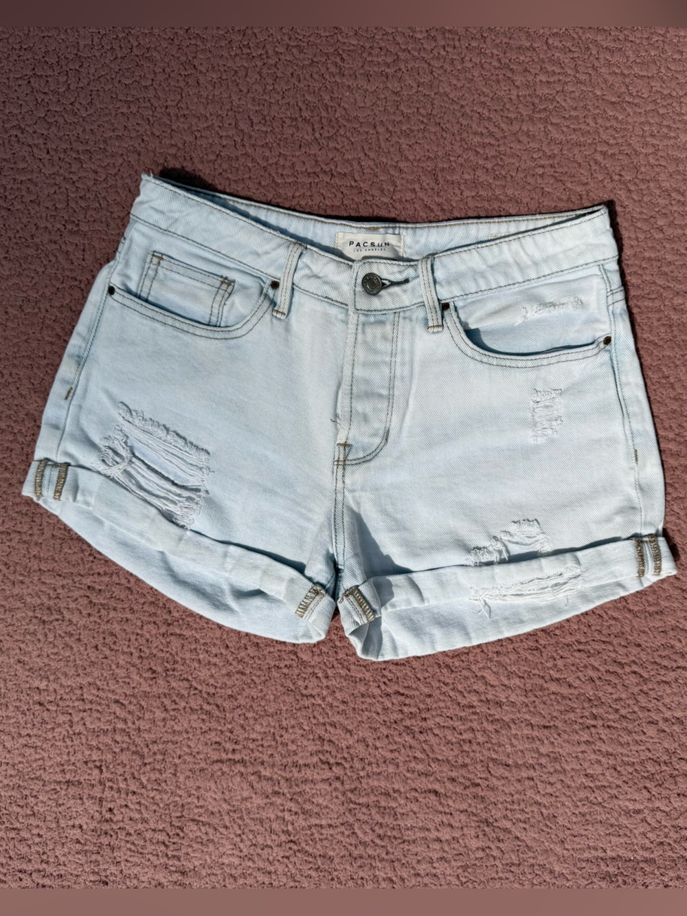 PacSun Pale Blue Distressed Denim Short Shorts